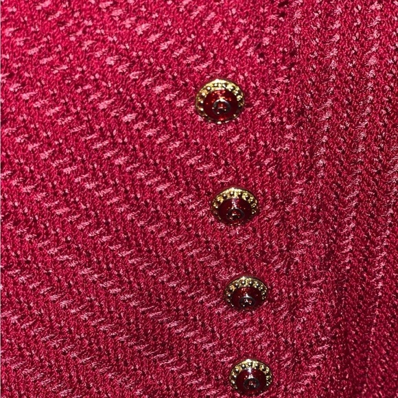St. John Rich Red Knit Coat/ Jacket - Picture 4 of 6